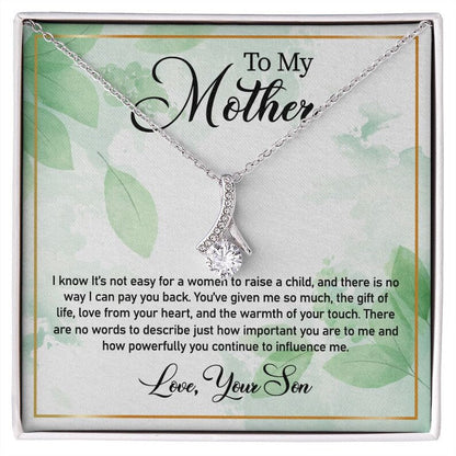 Jewelry, Necklace, Personalized Message Card, Green Leaves Pattern, Mother's Day Gift, Alluring Beauty Necklace Gift For Mom From Daughter Son