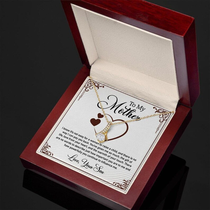 Jewelry, Necklace, Personalized Message Card, Heart Shape, Mother's Day Gift, Alluring Beauty Necklace Gift To Mom From Daughter, Son