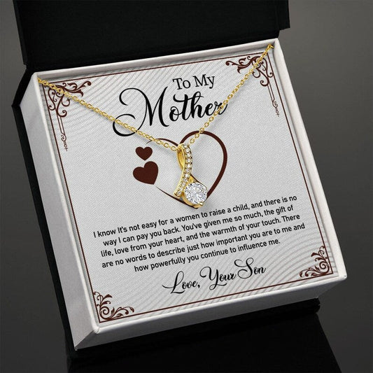 Jewelry, Necklace, Personalized Message Card, Heart Shape, Mother's Day Gift, Alluring Beauty Necklace Gift To Mom From Daughter, Son