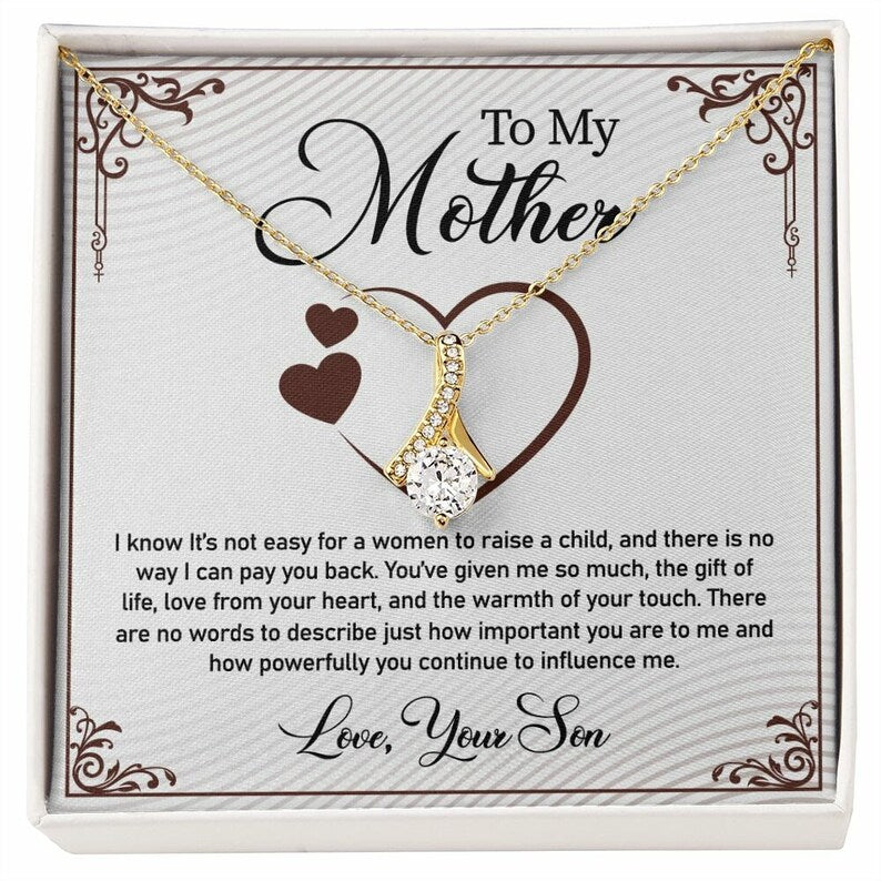 Jewelry, Necklace, Personalized Message Card, Heart Shape, Mother's Day Gift, Alluring Beauty Necklace Gift To Mom From Daughter, Son