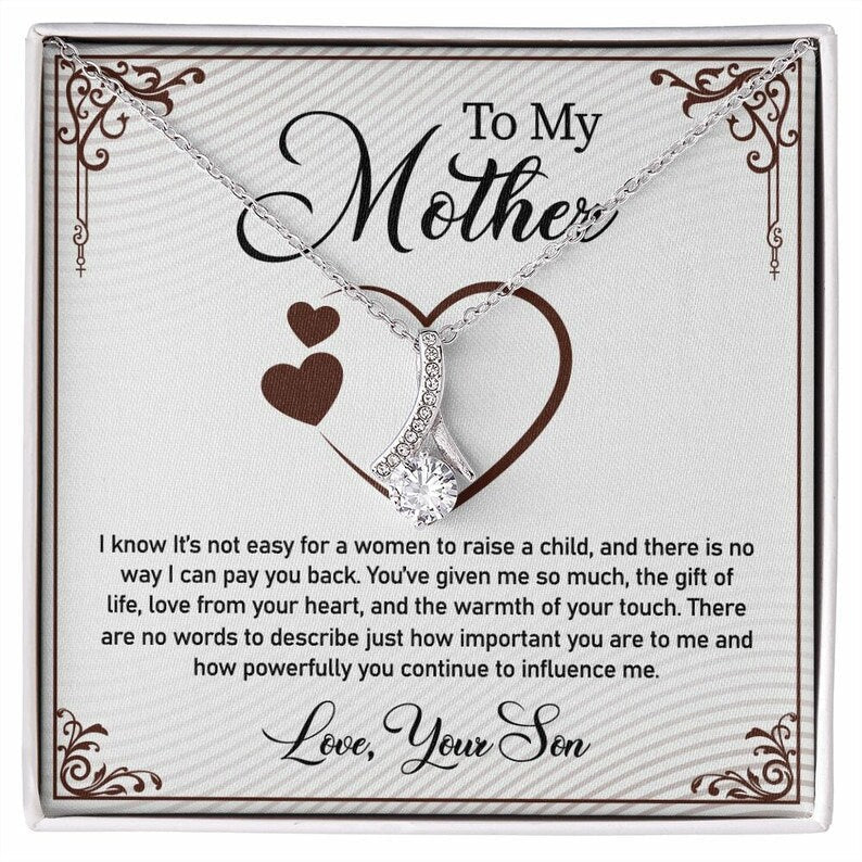 Jewelry, Necklace, Personalized Message Card, Heart Shape, Mother's Day Gift, Alluring Beauty Necklace Gift To Mom From Daughter, Son