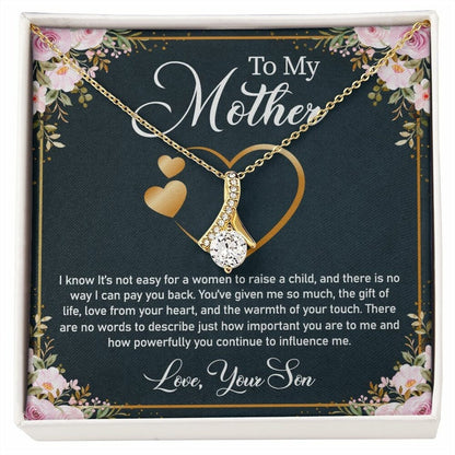 Jewelry, Necklace, Personalized Message Card, Pink Flower Frame, Mother's Day Gift, Alluring Beauty Necklace Gift For Mom From Daughter Son
