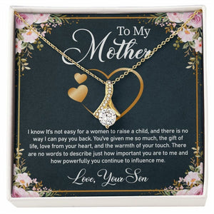 Jewelry, Necklace, Personalized Message Card, Pink Flower Frame, Mother's Day Gift, Alluring Beauty Necklace Gift For Mom From Daughter Son