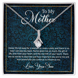 Alluring Beauty Necklace for Mother, Personalized Mess Card, Blue Flower Pattern, Mother's Day Gift, To My Mother From Daughter, Son