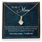 Alluring Beauty Necklace for Mom, Message card, Blue Flower Pattern, Mother's Day Gift, To My Mom From Daughter, Son