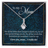 Alluring Beauty Necklace for Mom, Message card, Blue Flower Pattern, Mother's Day Gift, To My Mom From Daughter, Son