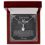 Alluring Beauty Necklace, Gift For Mom, With Message Card, Black Background, Flowers Pattern Corner, Mother's Day Gift, To My Mom  From Daughter Son