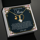 Jewelry, Necklace, Message Card, Pink Flower Frame, Golden heart Shape, Mother's Day Gift, Alluring Beauty Necklace Gift To Mom From Daughter Son