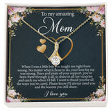 Jewelry, Necklace, Message Card, Pink Flower Frame, Golden heart Shape, Mother's Day Gift, Alluring Beauty Necklace Gift To Mom From Daughter Son