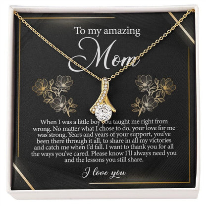 Jewelry, Necklace, Message Card, Golden Lined Flower, Mother's Day Gift, Alluring Beauty Necklace Gift For Mom From Daughter Son