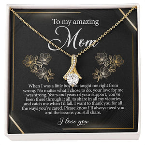Jewelry, Necklace, Message Card, Golden Lined Flower, Mother's Day Gift, Alluring Beauty Necklace Gift For Mom From Daughter Son