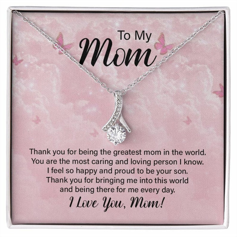 Jewelry, Necklace, Message Card, Mother's Day Gift, Pink Sky, Butterfly, Alluring Beauty Necklace Gift, To Mom From Daughter Son