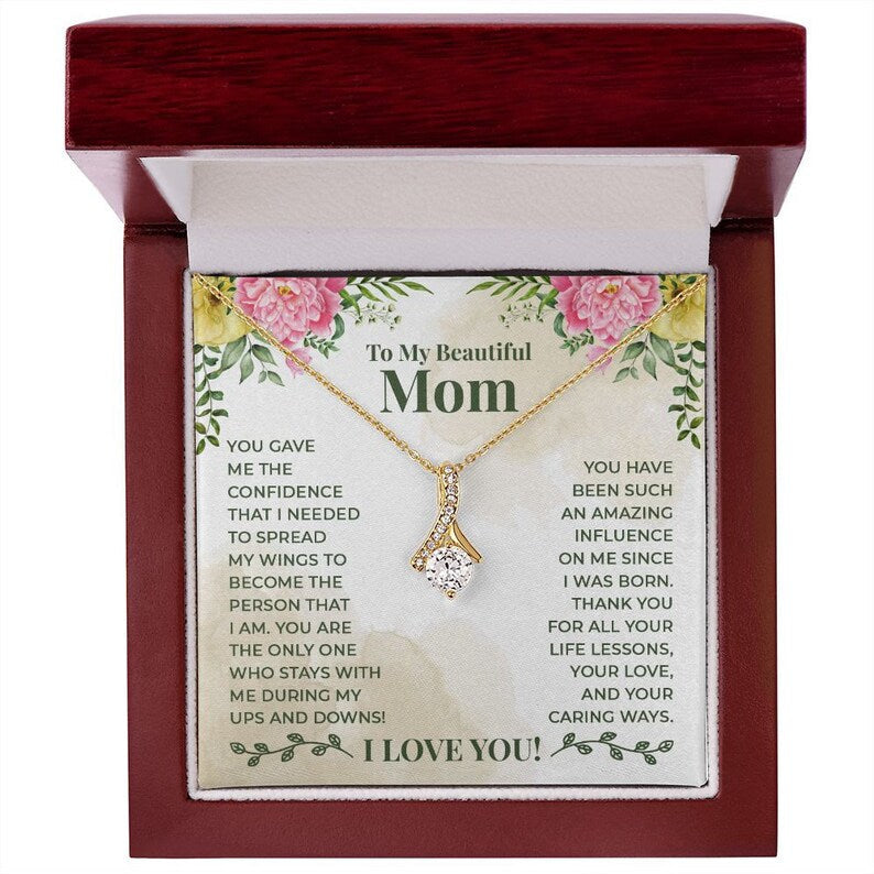 Jewelry, Necklace, Message Card, Mother's Day Gift, Colorful Flowers, Alluring Beauty Necklace Gift, To Mom From Daughter Son