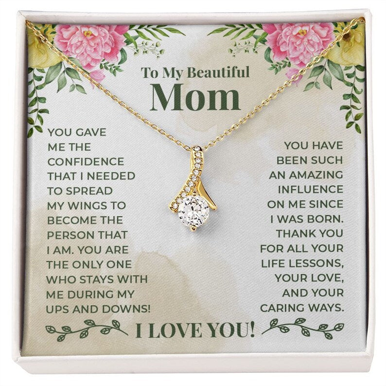 Jewelry, Necklace, Message Card, Mother's Day Gift, Colorful Flowers, Alluring Beauty Necklace Gift, To Mom From Daughter Son