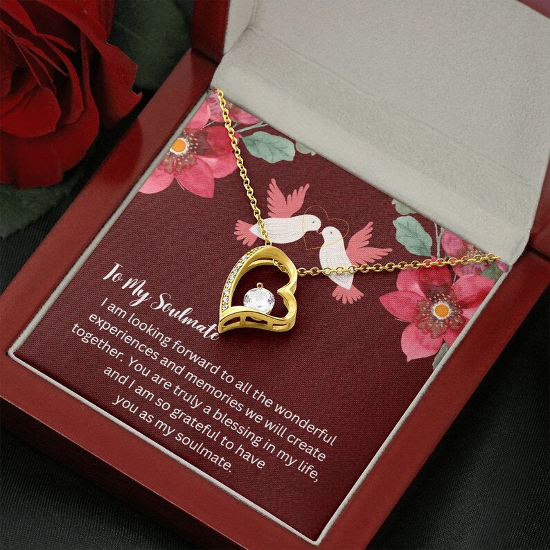Valentine Gift Present From Soulmate Forever Love Necklace from boyfriend / Husband, Luxury Jewelry Box with Message Card