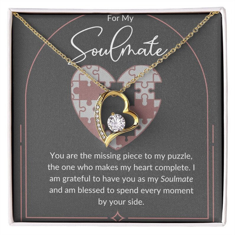 My Soulmate Forever Love Necklace Gift For Her, Wife, Girlfriend, Anniversary, Wedding, Valentine, Birthday with Message Card, For my Love