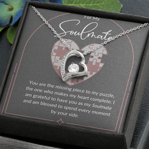 My Soulmate Forever Love Necklace Gift For Her, Wife, Girlfriend, Anniversary, Wedding, Valentine, Birthday with Message Card, For my Love