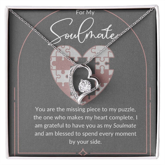 My Soulmate Forever Love Necklace Gift For Her, Wife, Girlfriend, Anniversary, Wedding, Valentine, Birthday with Message Card, For my Love