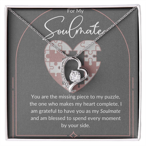 My Soulmate Forever Love Necklace Gift For Her, Wife, Girlfriend, Anniversary, Wedding, Valentine, Birthday with Message Card, For my Love