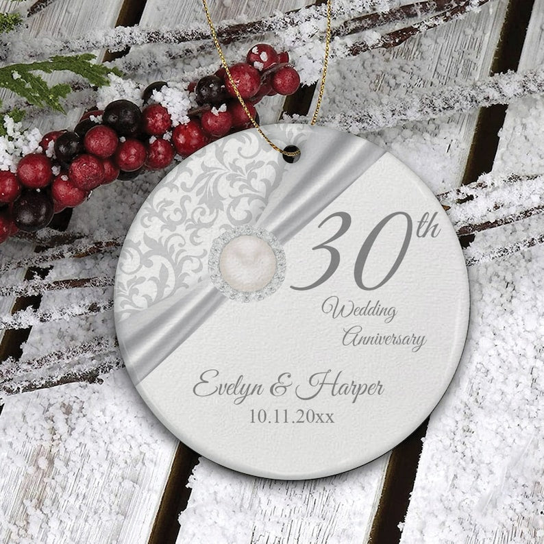 Personalized Wedding Anniversary Gift, 30Th Anniversary Ornament, Custom Gift For Couple, Valentines Day Gift,Anniversary Gift For Mom & Dad