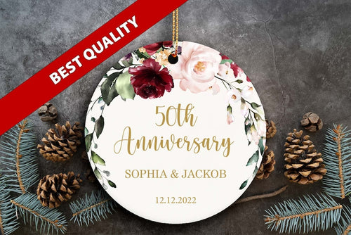 Wedding Anniversary Ornament, Anniversary Gift For Any Years - 5Th 10Th 25Th 40Th 50Th, Personalized Marriage Anniversary Gift, Cp38