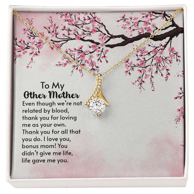 Jewelry, Necklace, Message Card, Pink Cherry Blossom, Mother's Day Gift, Alluring Beauty Necklace To My Other Mother