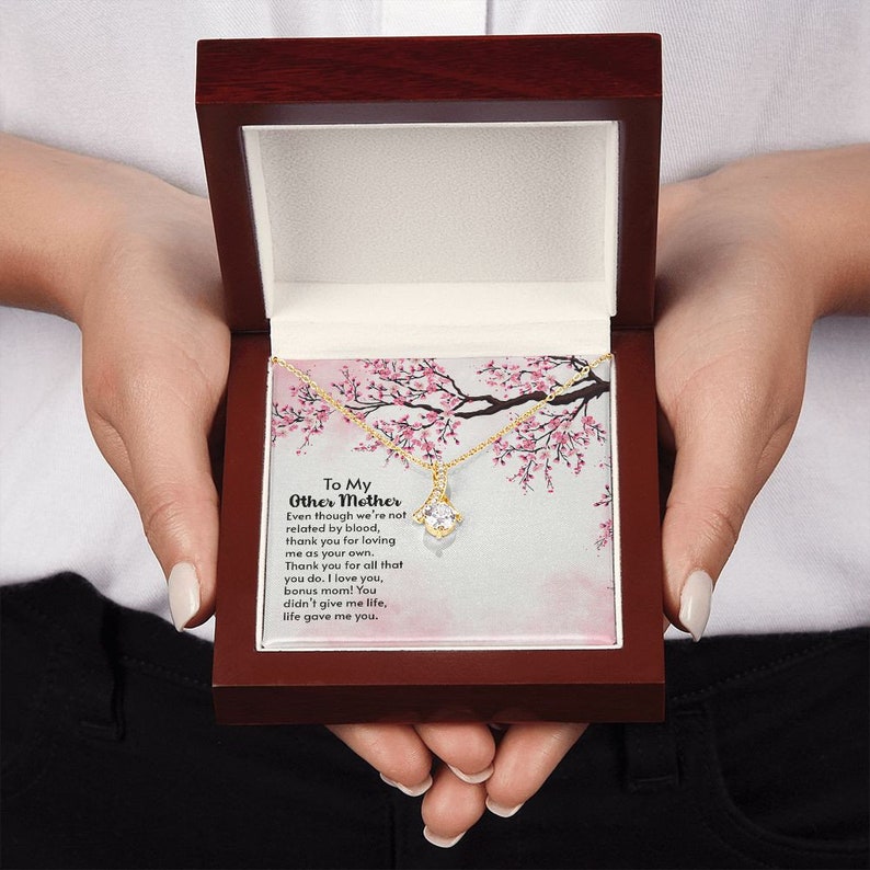 Jewelry, Necklace, Message Card, Pink Cherry Blossom, Mother's Day Gift, Alluring Beauty Necklace To My Other Mother