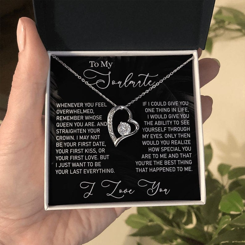 To My Soulmate Necklace, Forever Love Necklace, Gift for Wife Girlfriend Fiancée, Anniversary Necklace, Valentine's Day Gift for Her