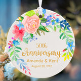 Golden Wedding Anniversary Personalized Ceramic Ornament,50Th Wedding Anniversary Happy Pendant,Valentine'S Day Gift 50Th Anniversary Gift