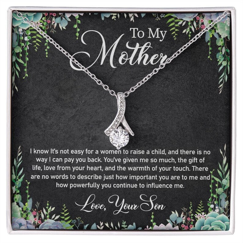 Jewelry, Necklace, Personalized Message Card, Garden Frame, Mother's Day Gift,  Alluring Beauty Necklace Gift For Mom From Daughter, Son