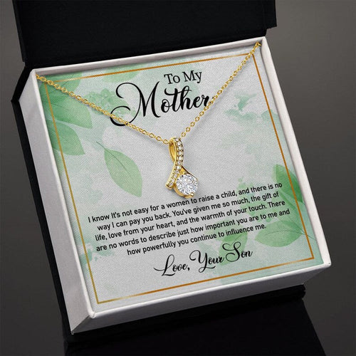 Jewelry, Necklace, Personalized Message Card, Green Leaves Pattern, Mother's Day Gift, Alluring Beauty Necklace Gift For Mom From Daughter Son