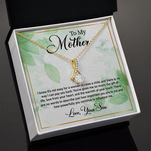 Jewelry, Necklace, Personalized Message Card, Green Leaves Pattern, Mother's Day Gift, Alluring Beauty Necklace Gift For Mom From Daughter Son