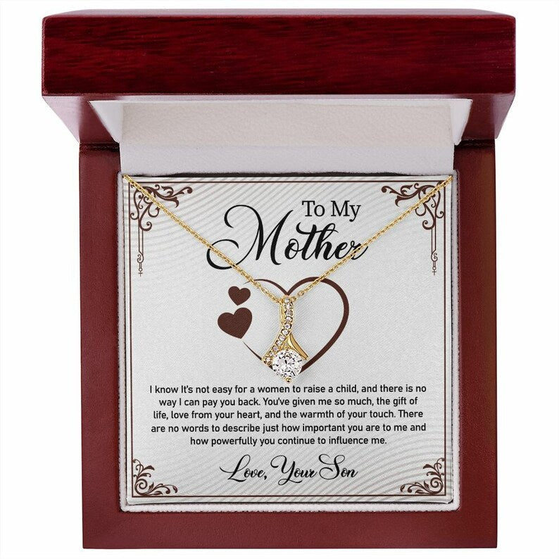 Jewelry, Necklace, Personalized Message Card, Heart Shape, Mother's Day Gift, Alluring Beauty Necklace Gift To Mom From Daughter, Son