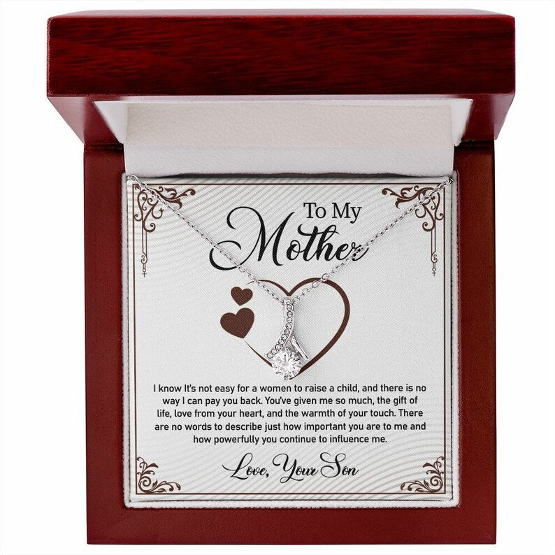 Jewelry, Necklace, Personalized Message Card, Heart Shape, Mother's Day Gift, Alluring Beauty Necklace Gift To Mom From Daughter, Son