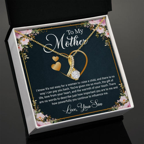 Jewelry, Necklace, Personalized Message Card, Pink Flower Frame, Mother's Day Gift, Alluring Beauty Necklace Gift For Mom From Daughter Son