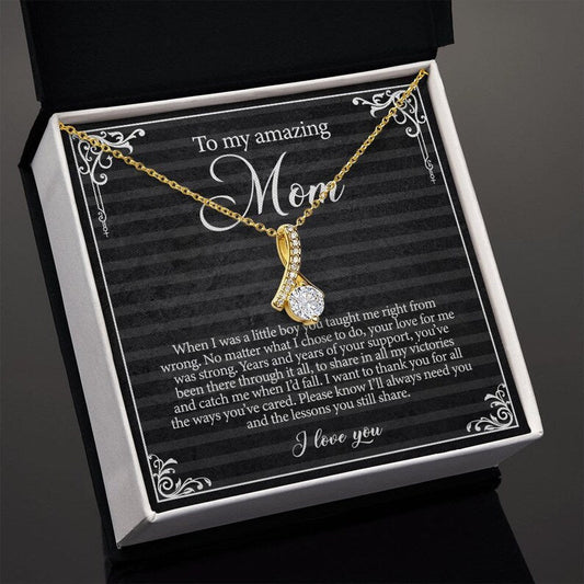 Alluring Beauty Necklace, Gift For Mom, With Message Card, Black Background, Flowers Pattern Corner, Mother's Day Gift, To My Mom  From Daughter Son