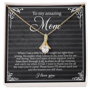 Alluring Beauty Necklace, Gift For Mom, With Message Card, Black Background, Flowers Pattern Corner, Mother's Day Gift, To My Mom  From Daughter Son