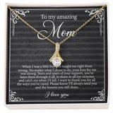 Alluring Beauty Necklace, Gift For Mom, With Message Card, Black Background, Flowers Pattern Corner, Mother's Day Gift, To My Mom  From Daughter Son