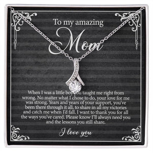 Alluring Beauty Necklace, Gift For Mom, With Message Card, Black Background, Flowers Pattern Corner, Mother's Day Gift, To My Mom  From Daughter Son