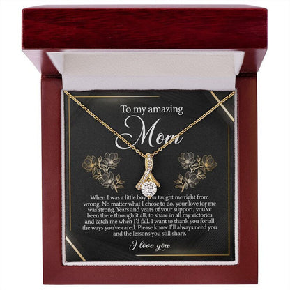 Jewelry, Necklace, Message Card, Golden Lined Flower, Mother's Day Gift, Alluring Beauty Necklace Gift For Mom From Daughter Son