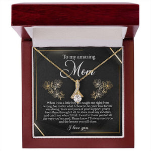 Jewelry, Necklace, Message Card, Golden Lined Flower, Mother's Day Gift, Alluring Beauty Necklace Gift For Mom From Daughter Son