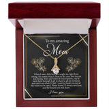 Jewelry, Necklace, Message Card, Golden Lined Flower, Mother's Day Gift, Alluring Beauty Necklace Gift For Mom From Daughter Son