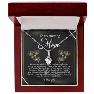 Jewelry, Necklace, Message Card, Golden Lined Flower, Mother's Day Gift, Alluring Beauty Necklace Gift For Mom From Daughter Son