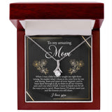 Jewelry, Necklace, Message Card, Golden Lined Flower, Mother's Day Gift, Alluring Beauty Necklace Gift For Mom From Daughter Son