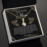 Jewelry, Necklace, Message Card, Golden Lined Flower, Mother's Day Gift, Alluring Beauty Necklace Gift For Mom From Daughter Son