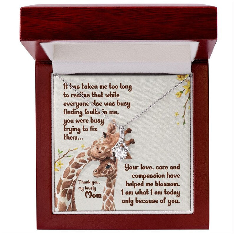 Jewelry, Necklace, Message Card, Mother's Day Gift, Giraffe Mom, Alluring Beauty Necklace Gift To Mom From Daughter Son