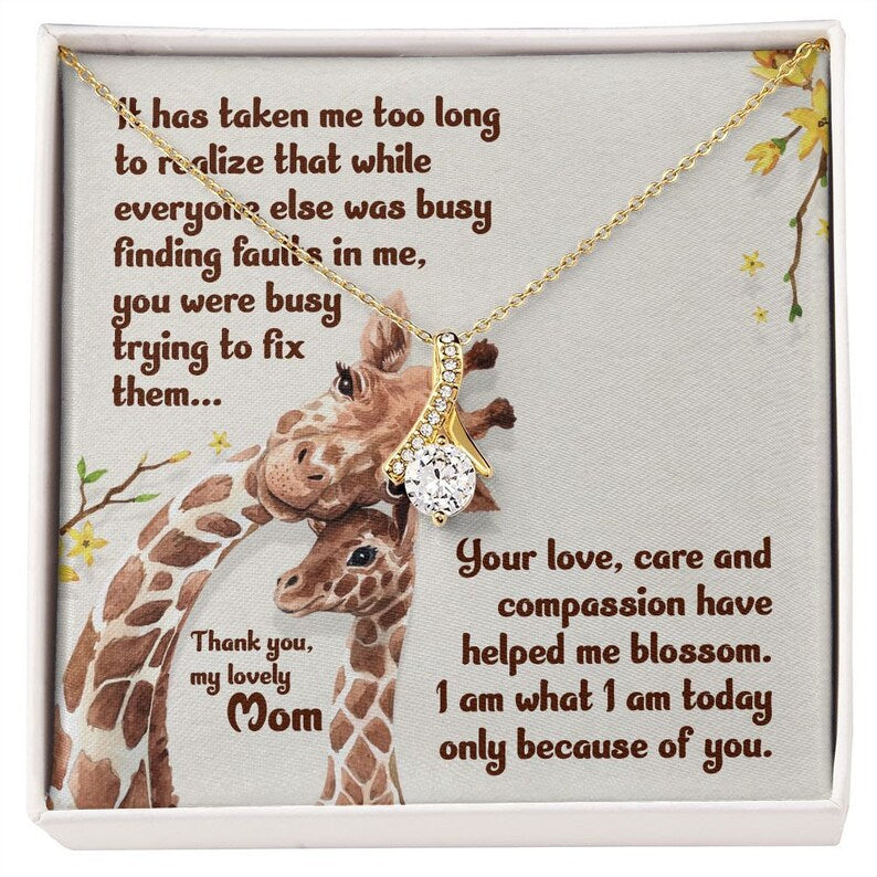 Jewelry, Necklace, Message Card, Mother's Day Gift, Giraffe Mom, Alluring Beauty Necklace Gift To Mom From Daughter Son