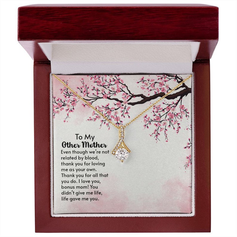 Jewelry, Necklace, Message Card, Pink Cherry Blossom, Mother's Day Gift, Alluring Beauty Necklace To My Other Mother