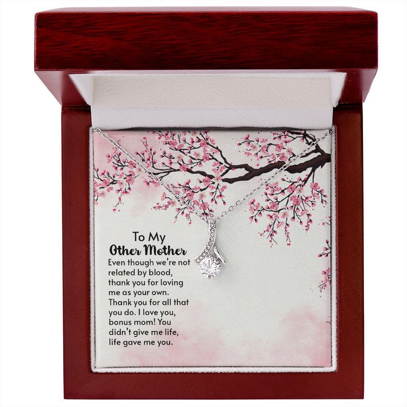 Jewelry, Necklace, Message Card, Pink Cherry Blossom, Mother's Day Gift, Alluring Beauty Necklace To My Other Mother