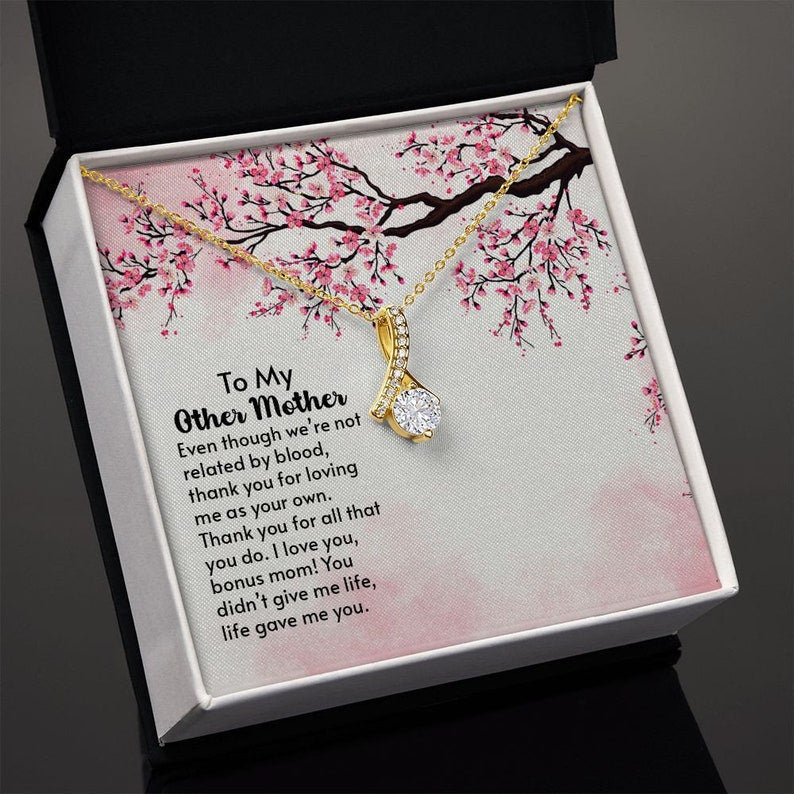Jewelry, Necklace, Message Card, Pink Cherry Blossom, Mother's Day Gift, Alluring Beauty Necklace To My Other Mother